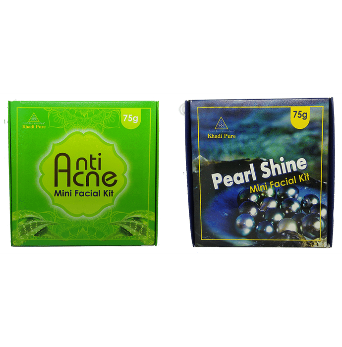 Khadi Pure Combo Pack of Anti Acne Mini Facial Kit & Peral Shine Mini Facial Kit (75gm Each)