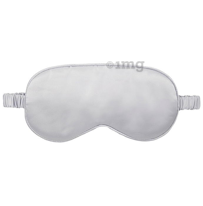 Jenna Sleeping Eye Mask for Insomnia, Meditation and Dark Circles Silk Plain Silver