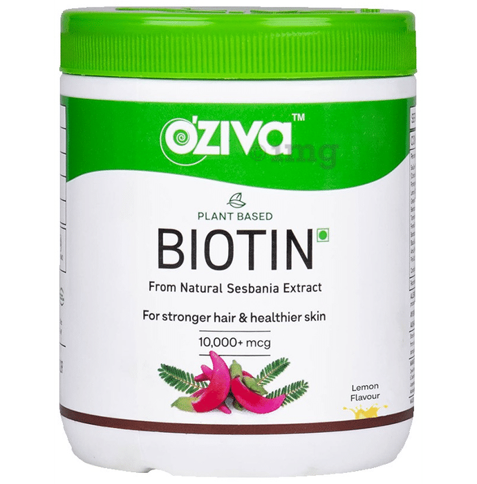 Oziva Plant Based Biotin 10000 mcg for Stronger Hair & Healthier Skin Lemon
