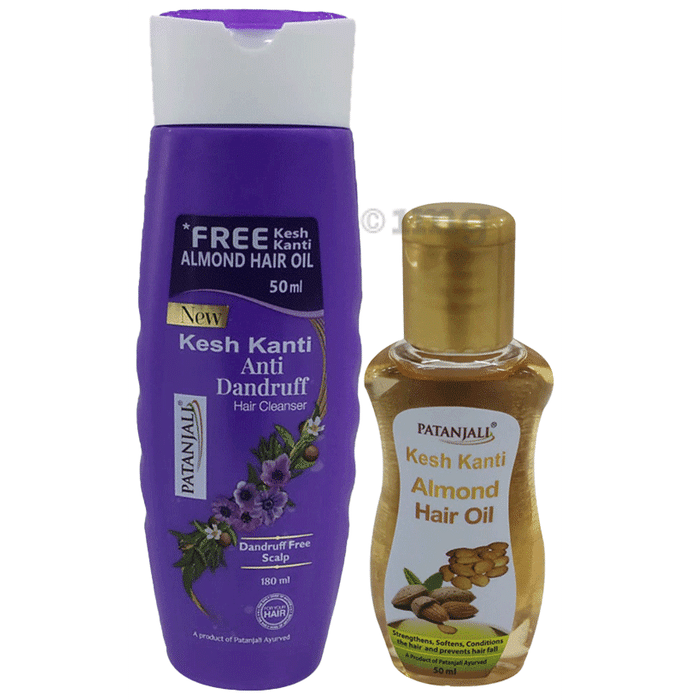 Patanjali Ayurveda Kesh Kanti Anti Dandruff Hair Cleanser with Patanjali Kesh Kanti Almond Hair Oil 50ml free