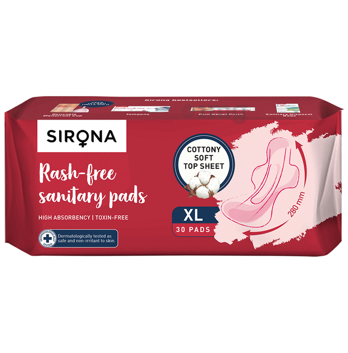 Sirona Cottony Top Sheet Soft Rash Free Sanitary Pads XL