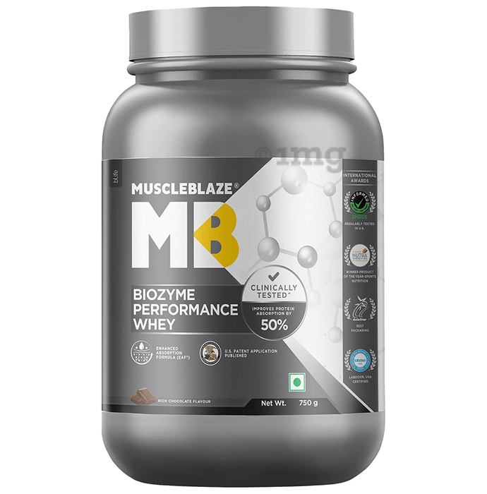 MuscleBlaze MB Biozyme Performance Whey Protein Powder Rich Chocolate