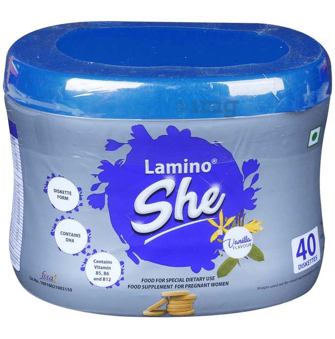 Lamino She with DHA & Vitamins for Pregnant Women | Flavour Diskette Vanilla