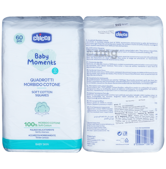 Chicco Baby Moments Soft Cotton Squares