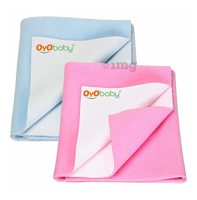 Oyo Baby Waterproof Bed Protector Dry Sheet Gifts Pack Medium Pink & Blue