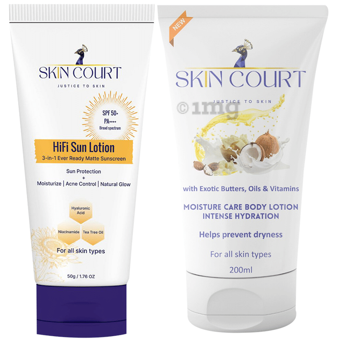 Skin Court Combo Pack of HiFi Sun Lotion (50gm) & Moisture Care Body Lotion (200ml)