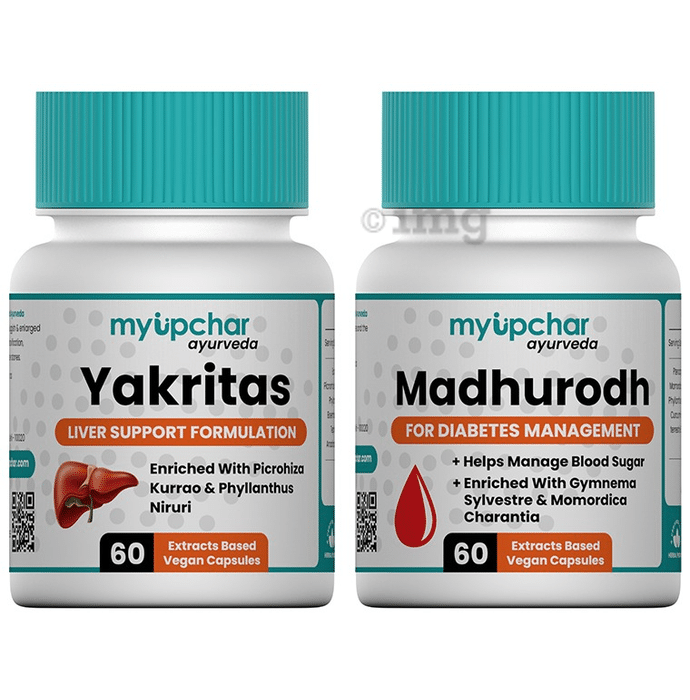 Myupchar Ayurveda Diabetes Control Combo Pack of Yakritas Vegan Capsule & Madhurodh Vegan Capsule (60 Each)