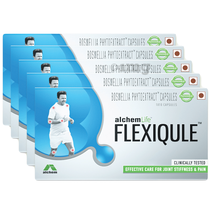 Flexiqule Capsule with Bosewellia Serrata & Ginger | For Joint Stiffness & Pain Relief (10 Each)