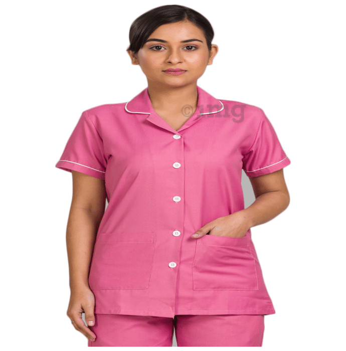 Agarwals Nurse Uniform Softn Comfy Pure Viscose Cotton Pink XXL