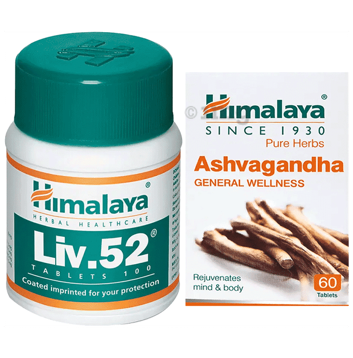 Himalaya Wellness Pure Herbs Ashvagandha Tablet (60) & Himalaya Liv. 52 Tablet (100)