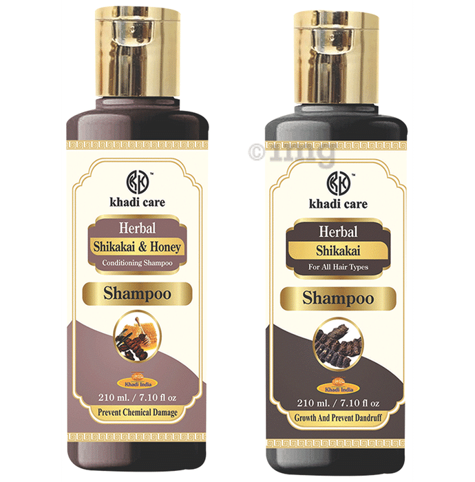 Khadi Care Shikakai & Honey Shampoo & Shikakai Shampoo (210ml Each)