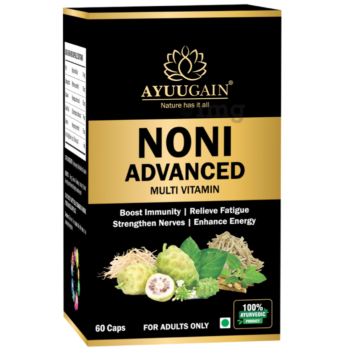 Ayuugain Noni Advanced Multivitamin Capsule for Men & Women, Boost Immunity, Energy, Stamina & Strength (60 Each)