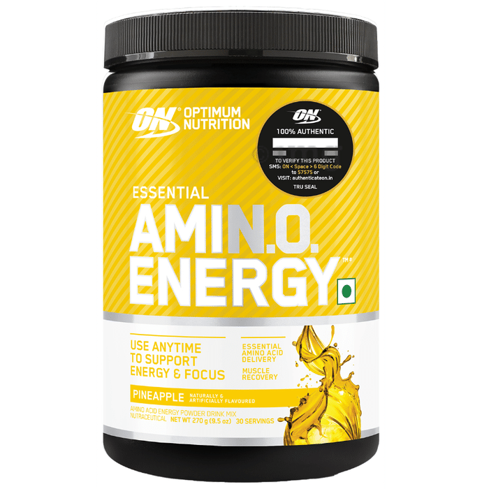 Optimum Nutrition (ON) Essential Amino Acids Energy Powder for Focus & Muscle Recovery | Flavour Pineapple