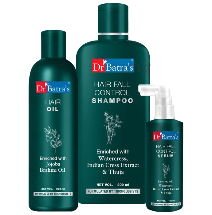 Dr Batra's Combo Pack of Hair Fall Control Serum 125ml, Hair Fall Control Shampoo 200ml and Hair Oil 200ml
