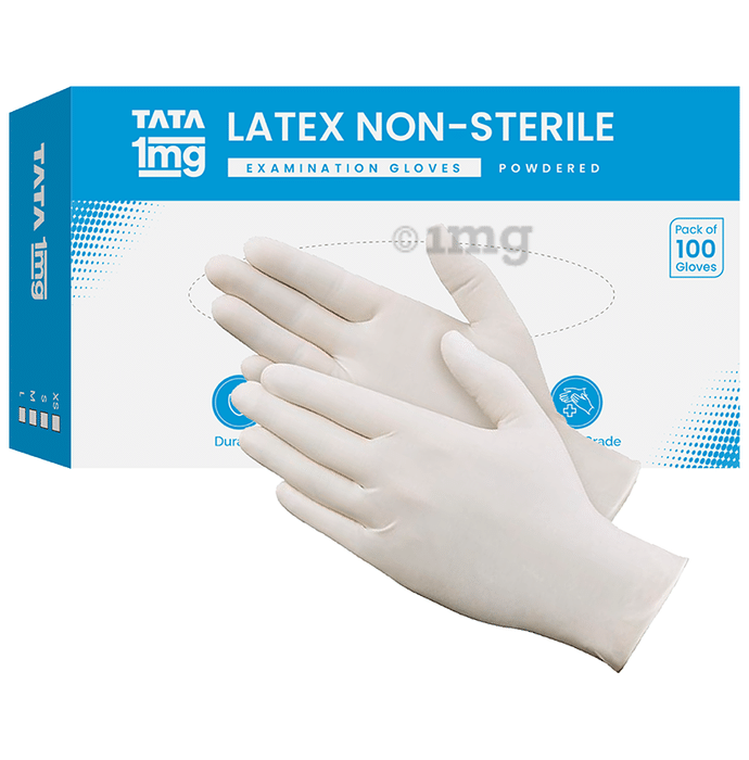 Tata 1mg Latex Non-Sterile Examination Gloves Large