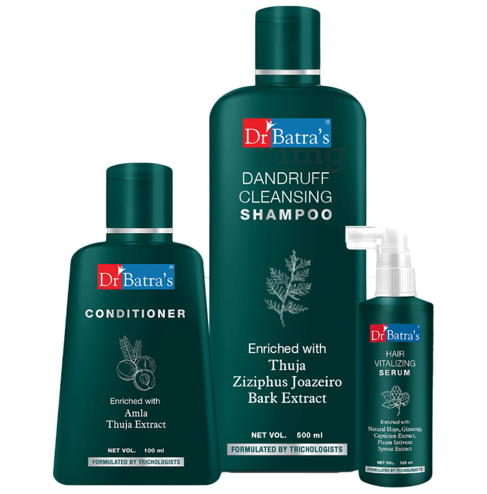 Dr Batra's Combo Pack of Hair Vitalizing Serum 125ml, Conditioner 100ml and Dandruff Cleansing Shampoo 500ml