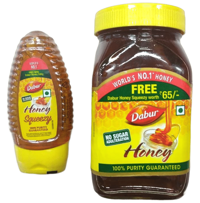 Dabur Honey 500g with Dabur Honey Squeezy 100g Free | No Sugar Adulteration