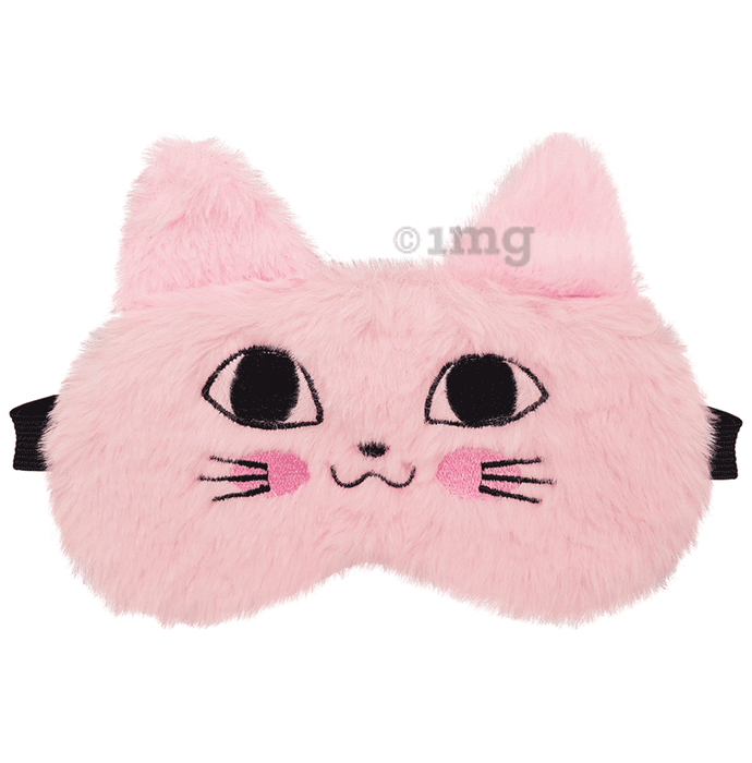 Jenna Jenna Sleeping Eye Mask for Insomnia, Puffy Eyes and Dark Circles with Fur Tomcat Pink