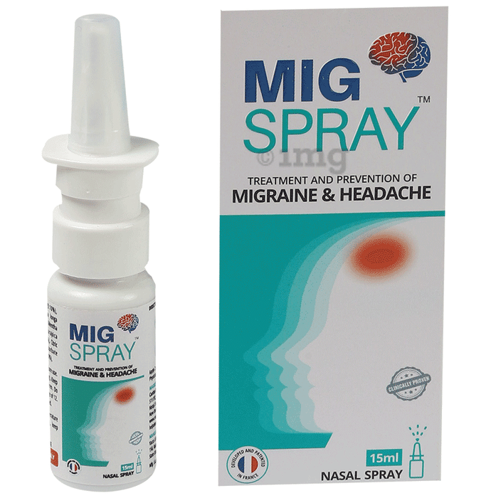 Migspray Instant Migraine Headache Pain Relief, Ayurvedic Nasal Spray with Plant Extracts (15ml Each)
