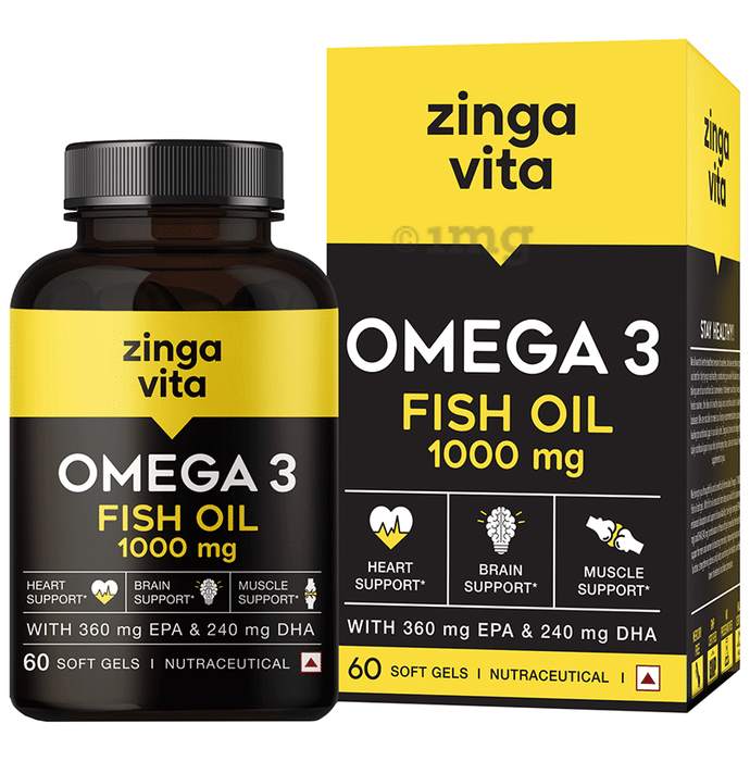 Zingavita Omega 3 Fish Oil 1000mg | Softgel for Heart, Brain & Muscle Support