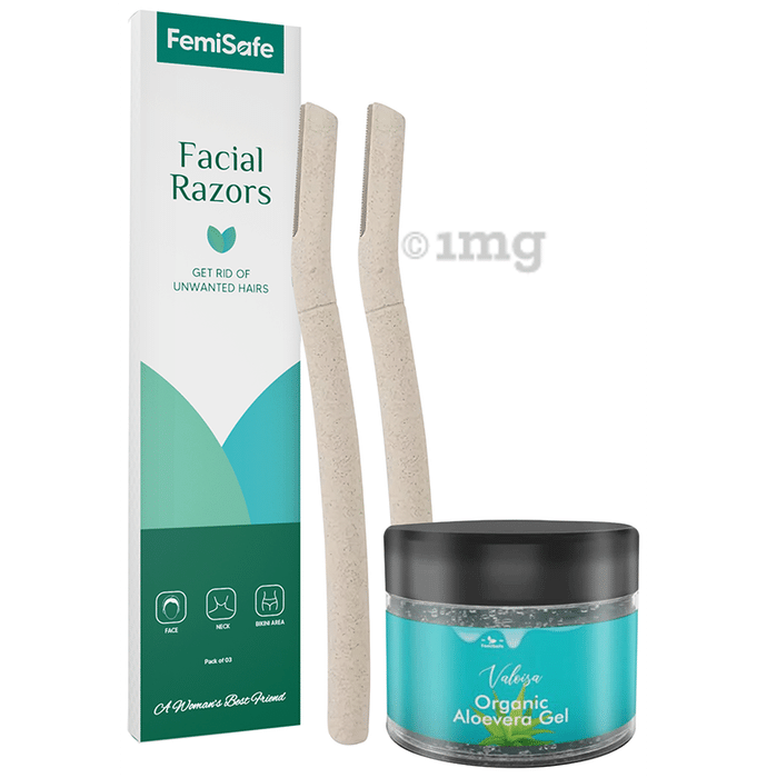 Femisafe Combo Pack of Wheat Straw Razors(2)+ Aloe gel(50gm) Unit