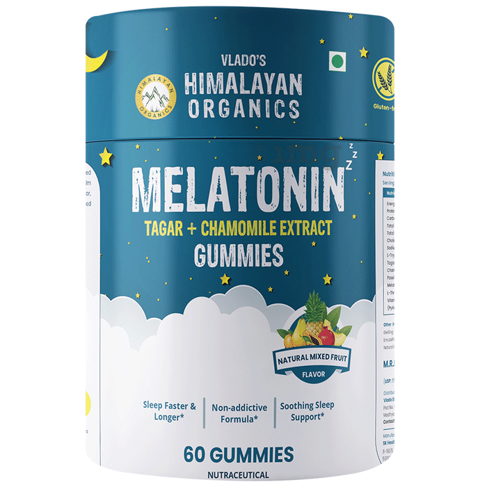 Vlado's Himalayan Organics Melatonin Tagar + Chamomile Extract  Gummies Mixed Fruit Flavour