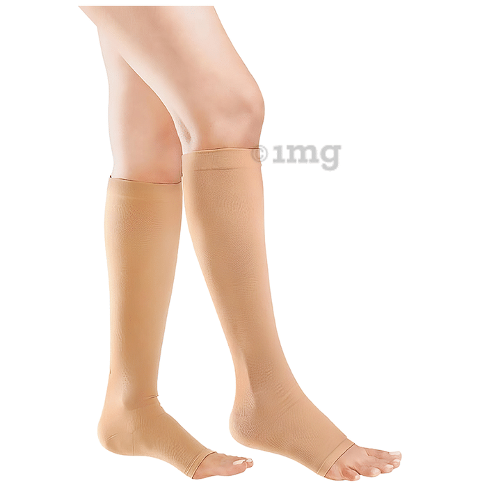 actiLEGS Class III Medical Compression Stocking Open Toe Knee Length Small Skin Colour