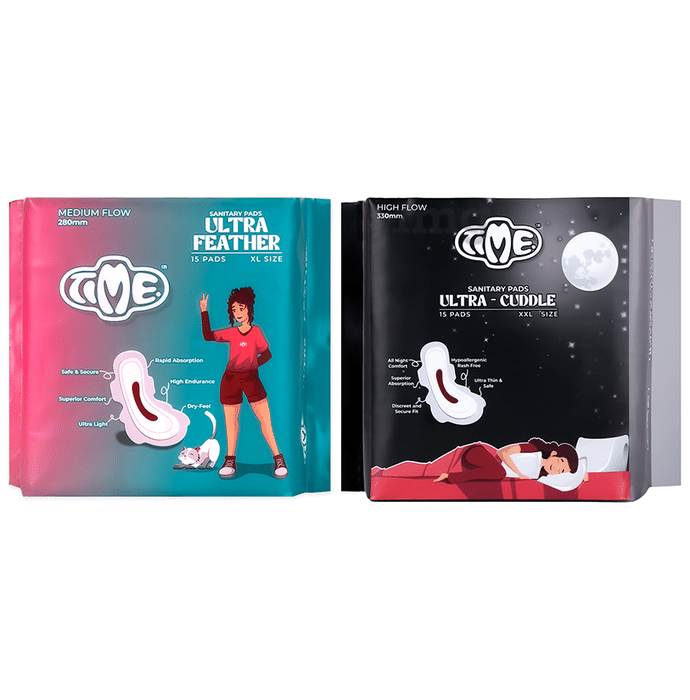 Time Ultra Feather (XL) & Ultra Cuddle (XXL) Sanitary Pads (15 Each)