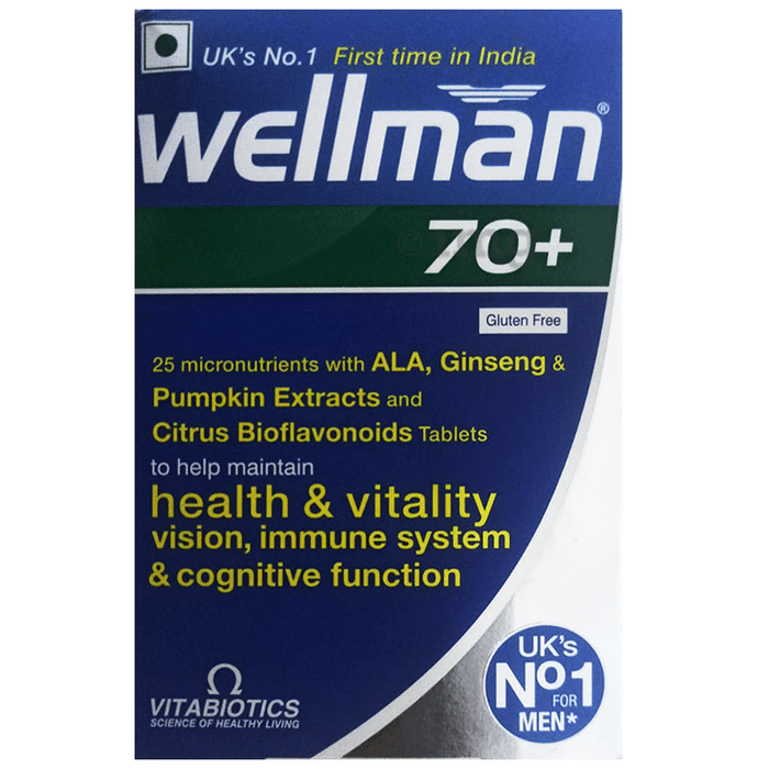 Wellman 70+ Health Supplement to Maintain Health & Vitality Vision, Immunace System & Cognitive System Tablet Gluten Free