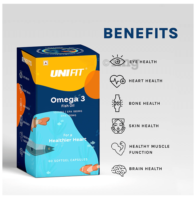 Unifit Combo Pack of Omega 3 Fish Oil Softgel Capsule & Plant Biotin Tablet (60 Each)