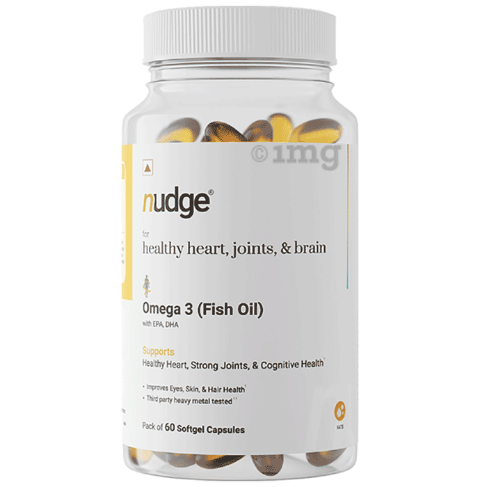 Nudge Omega 3 (Fish Oil) Softgel Capsule for Healthy Heart, Joint & Brain
