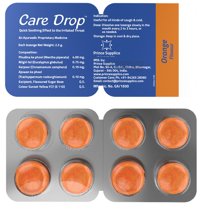 Care Drop Cough Relief Orange Lozenges