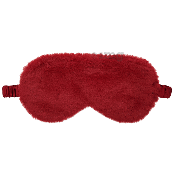 Jenna Fur Sleeping Eye Mask for Insomnia, Meditation, Puffy Eyes and Dark Circles Silk Plain Red