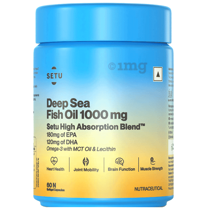 Setu Deep Sea Omega-3 Fish Oil 1000mg Softgel for Brain, Heart, Joints(60 Each)