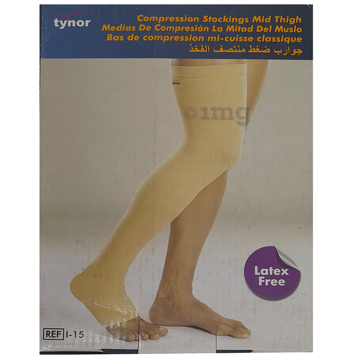 Tynor I 15 Compression Stocking Mid Thigh Open Toe Latex Free