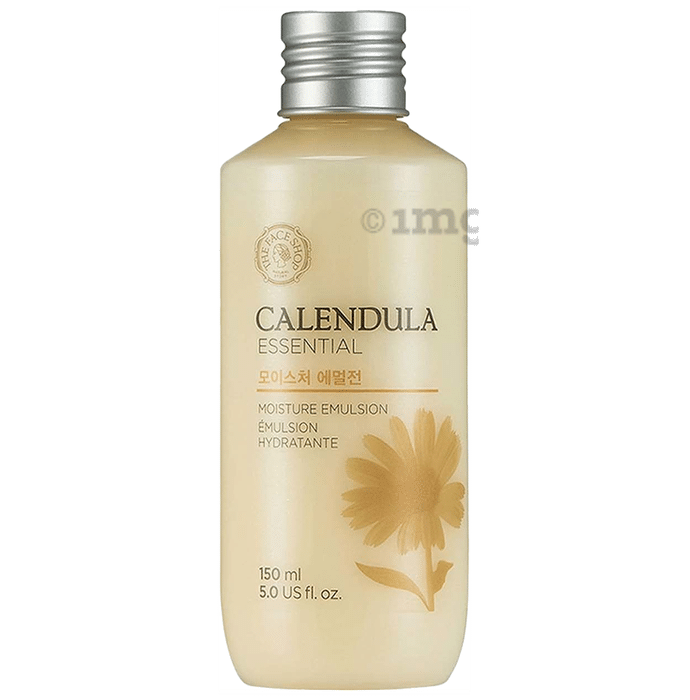 The Face Shop Calendula Essential Moisture Emulsion With Squalene, Daily Wear Face Lotion To Reduce Acne & Dark Spots On Senstive Skin