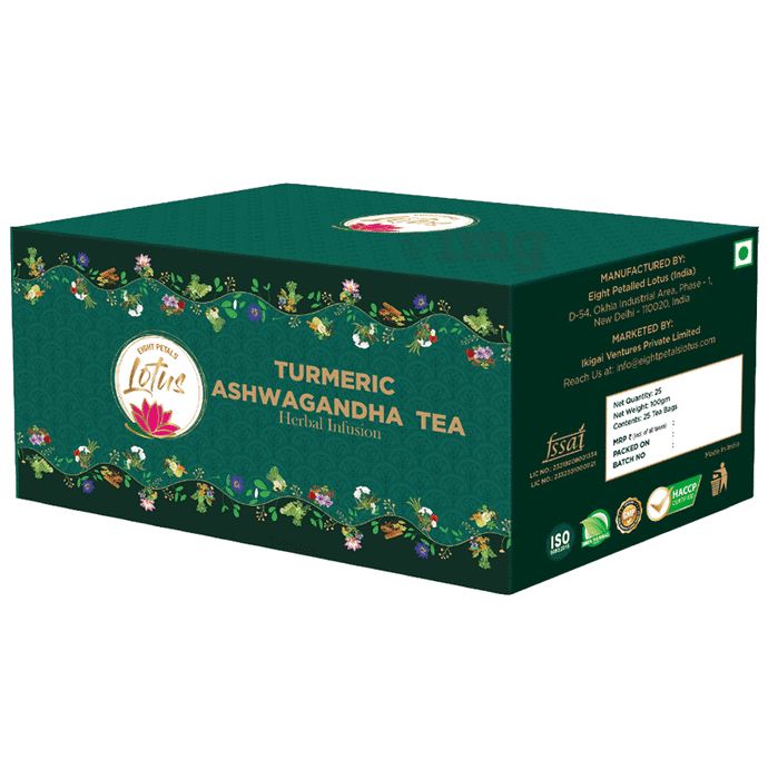 Eight Petals Lotus Turmeric Ashwagandha Tea Herbal Infusion (4gm Each)