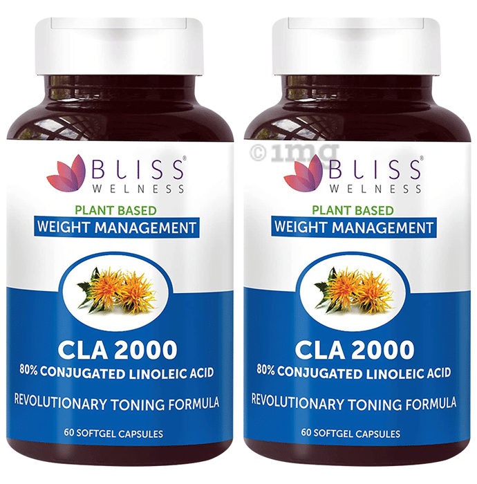 Bliss Welness Weight Management CLA 2000 80% Conjugated Linoleic Acid Softgel Capsule