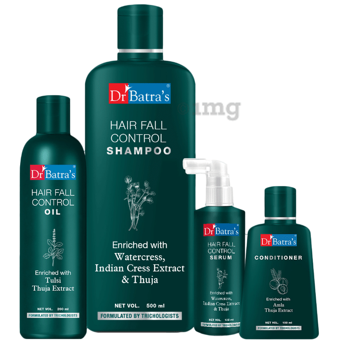 Dr Batra's Combo Pack of Hair Fall Control Serum 125ml, Conditioner 100ml, Hair Fall Control Oil 200ml and Hair Fall Control Shampoo 500ml