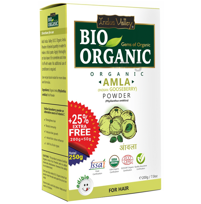 Indus Valley Bio Organic Amla Powder +25% Extra Free