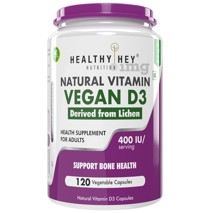 HealthyHey Natural Vitamin Vegan D3 400IU Vegetable Capsule