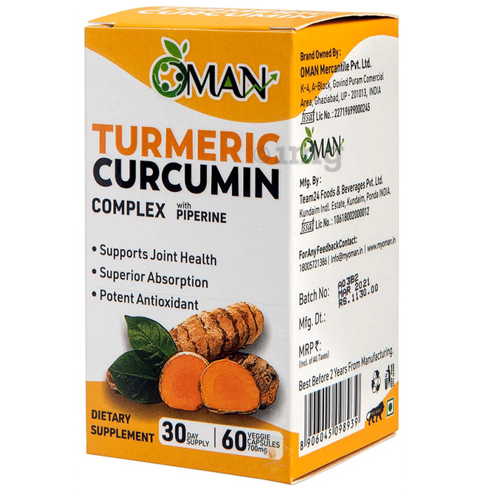Oman Turmeric Curcumin Complex with Piperine Veggie Capsules