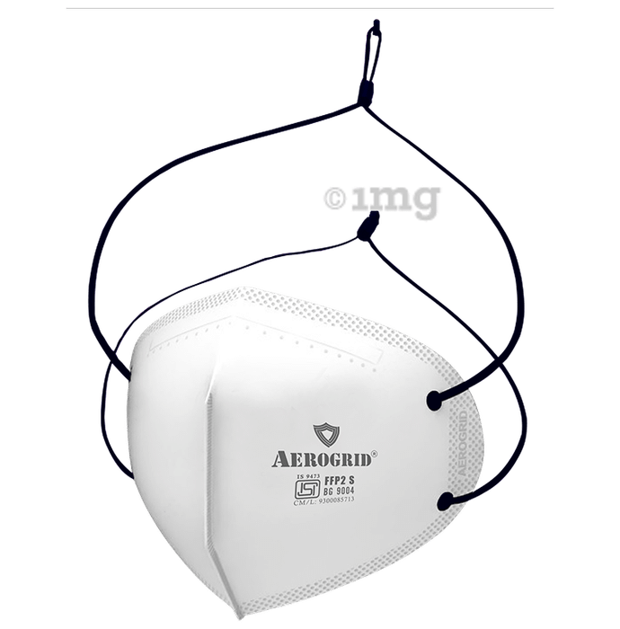 Aerogrid FFP2 BIS Certified 5 Layer N95 Mask White with Adjustable Black Head Loop