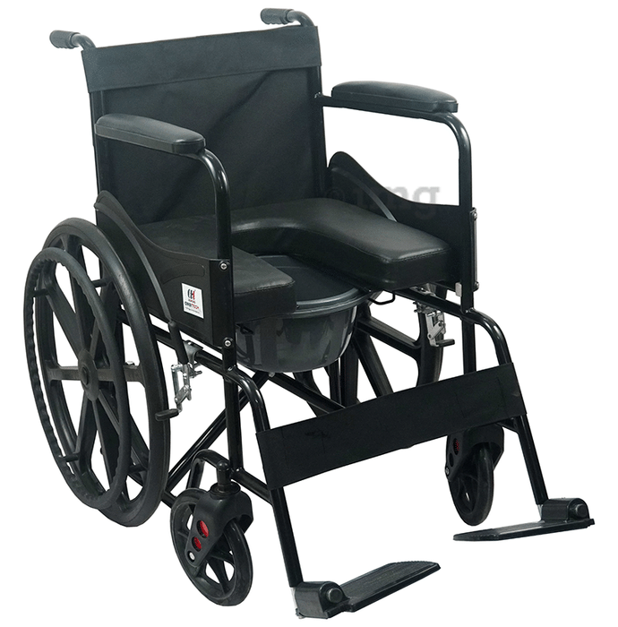 Ambitech  2-In-1 Heavy Duty Lightweighted & Foldable Commode Wheelchair with Removable Airtight Pot