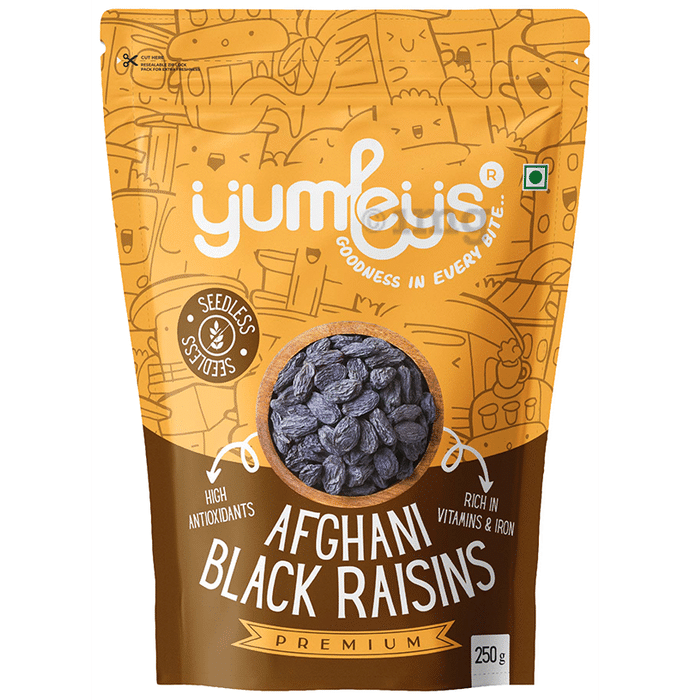 Yumleys Premium Afghani Black Raisins (250gm Each) Seedless