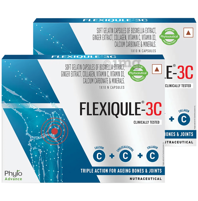 Flexiqule-3C Capsule | Triple Action for ageing Bones & Joints (10 each)