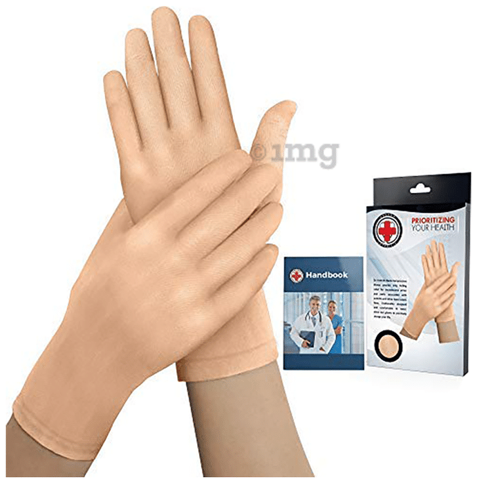 Dr. Arthritis Doctor Developed Skin Color Arthritis Gloves with Doctor Written Handbook Large