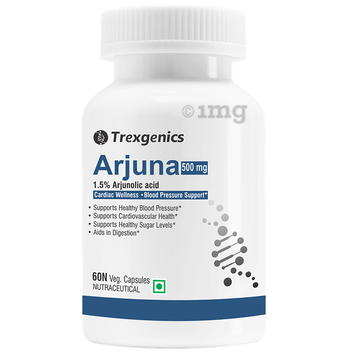 Trexgenics Arjuna 500mg 1.5% Arjunolic Acid Veg Capsule