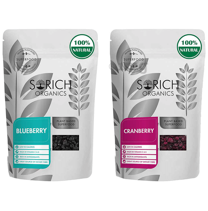 Sorich Organics Combo Pack of Cranberries 200gm and Blueberries 150gm