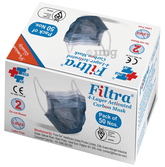 Filtra 4 Layer Activated Carbon Face Mask Blue